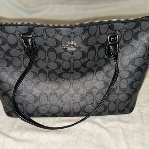 Coach Gray and Black Signature Tote